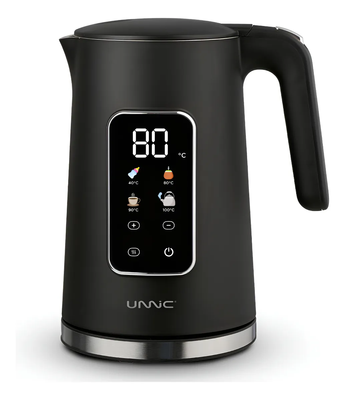 Pava Eléctrica Unnic Pantalla Digital Color Táctil Acero Inoxidable 1.7 L Temperatura Prestablecidas Ideal Para Mate Café Te Color Negro 1 background
