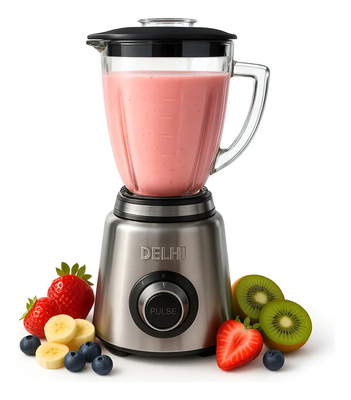 Licuadora De Vaso 1000w 1.5l Acero Inox Jarra Vidrio Delhi Color Plateado 1 background